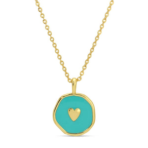 Tiny Heart Necklace Aqua or Rust