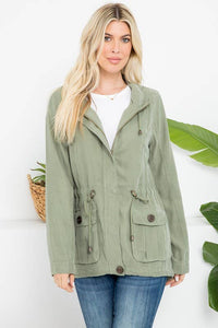 Hooded Anorak Jacket With Cargo Pockets