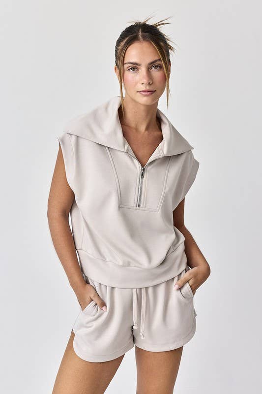 Half Zip Short Set