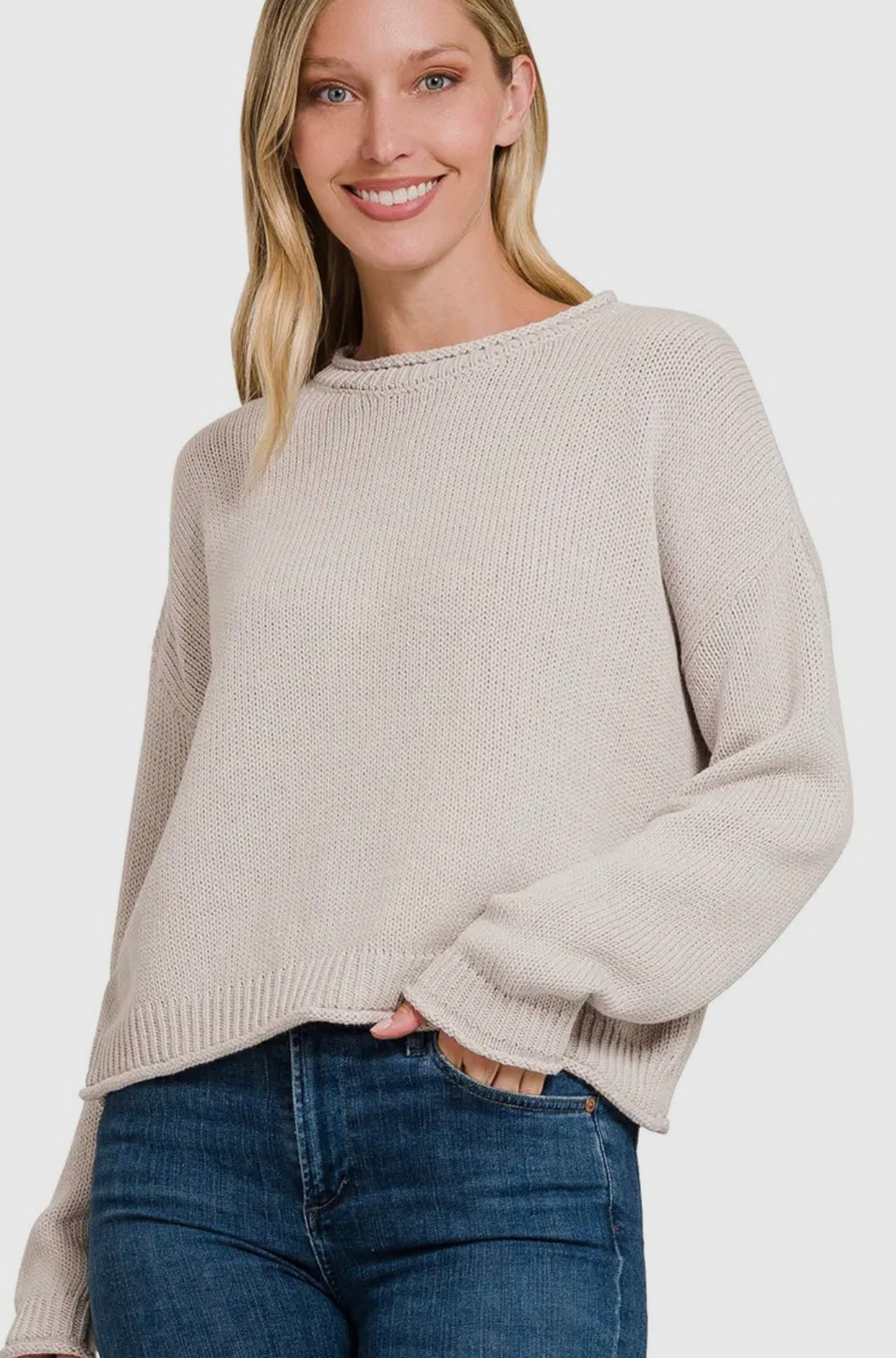 Rolled Hem Sweater
