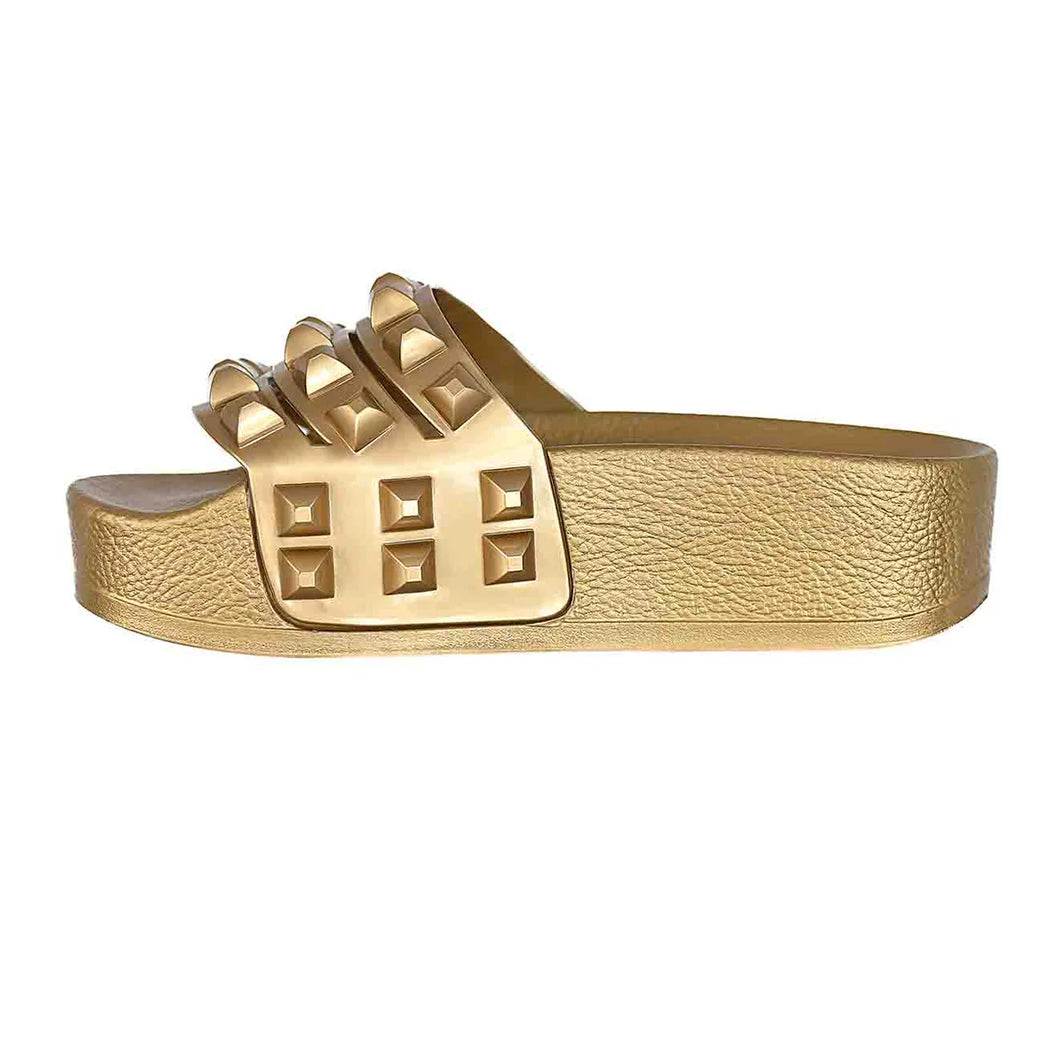 Carmen Sol Platform Slide Metallic Gold