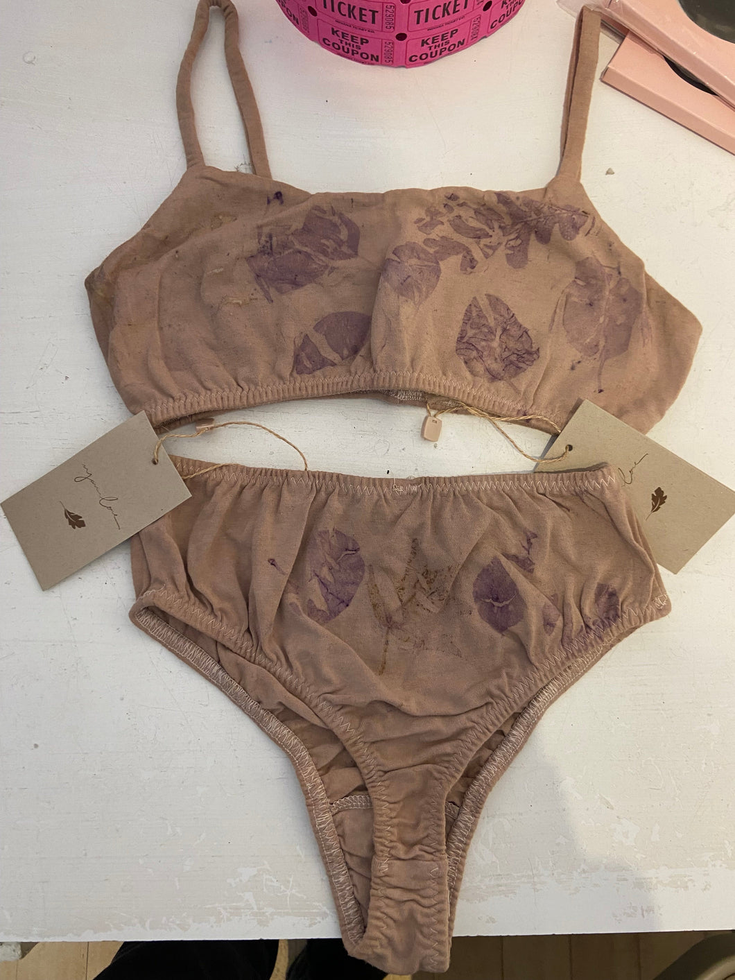 Organic Intimate Set Panties and Bralettes in Mauve